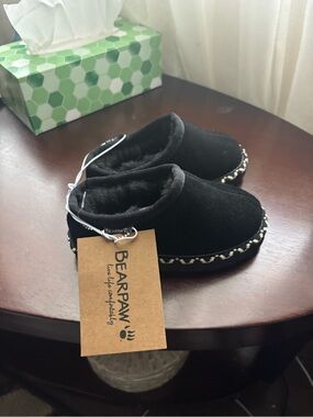 BearPaw Kids Black Faux-Fur Lined Slip-On Tabitha